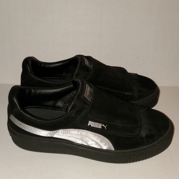Puma Shoes - PUMA SUEDE BLACK VELVET STRAP PLATFORM SNEAKER